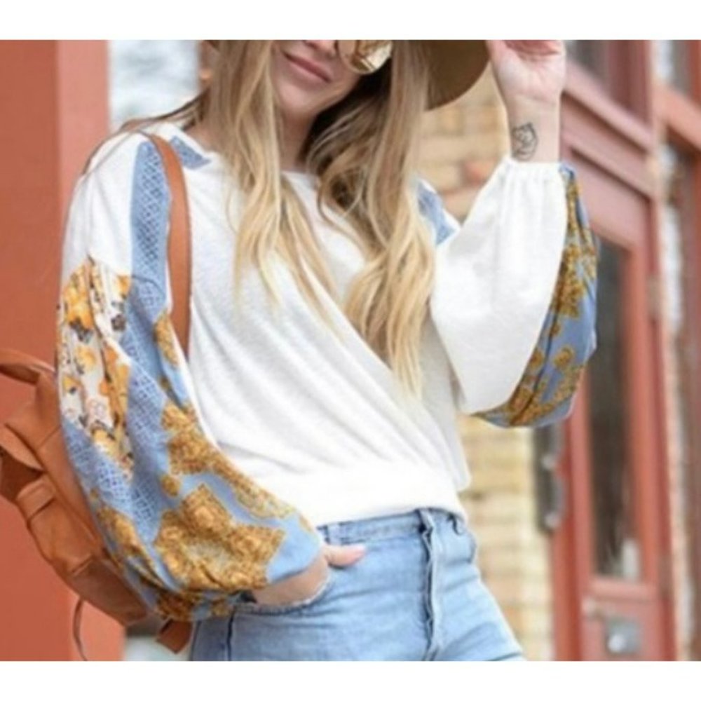 Free People Small Thermal Waffle Knit Top Oversized Slouch Hippie Boho - Picture 3 of 5